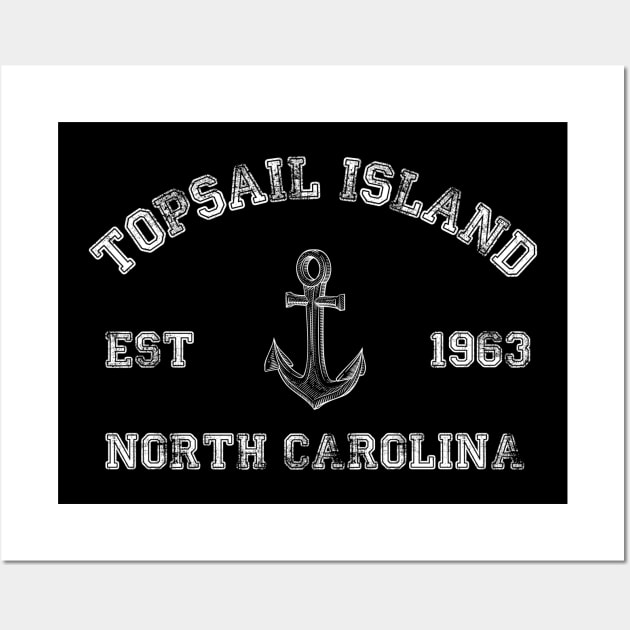 Topsail Island, North Carolina Vintage Nautical Anchor Retro Wall Art by Contentarama